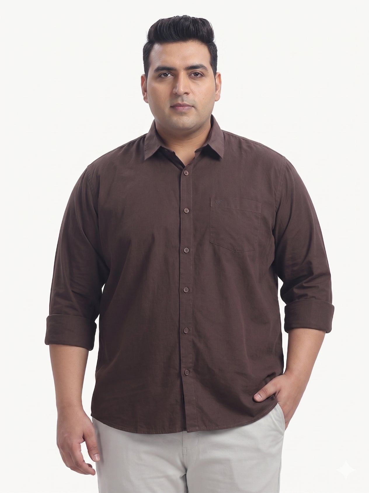 Coffee Full Sleeve Cotton Linen Shirt