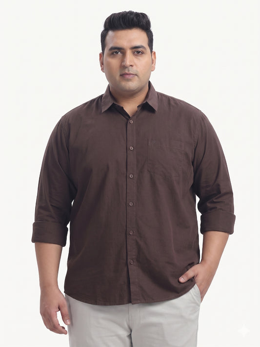 Coffee Full Sleeve Cotton Linen Shirt