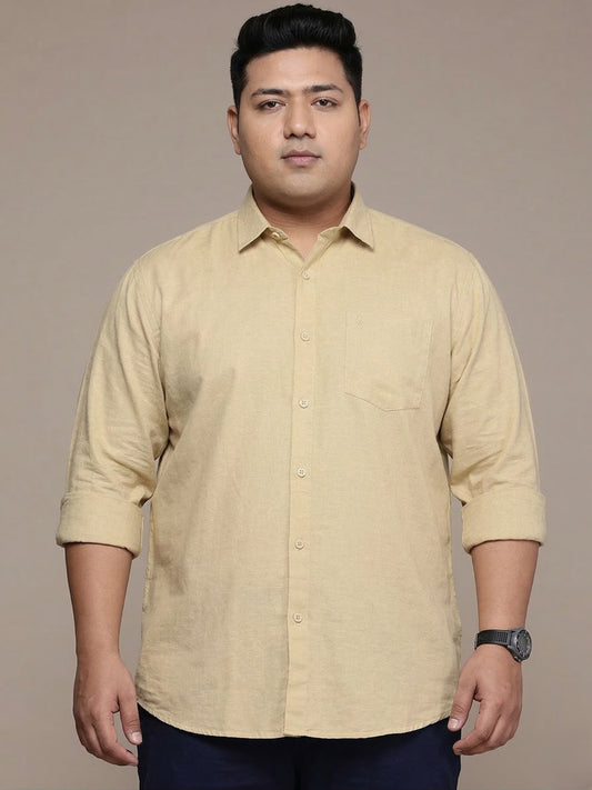 Cream Full Sleeve Cotton Linen Shirt