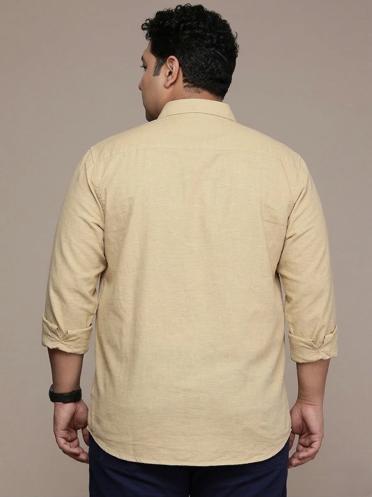 Cream Full Sleeve Cotton Linen Shirt