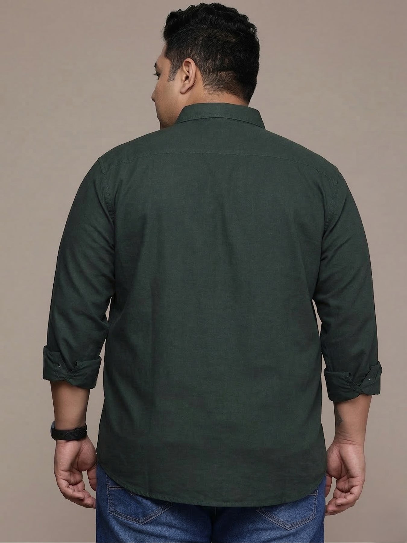 Green Full Sleeve Cotton Linen Shirt