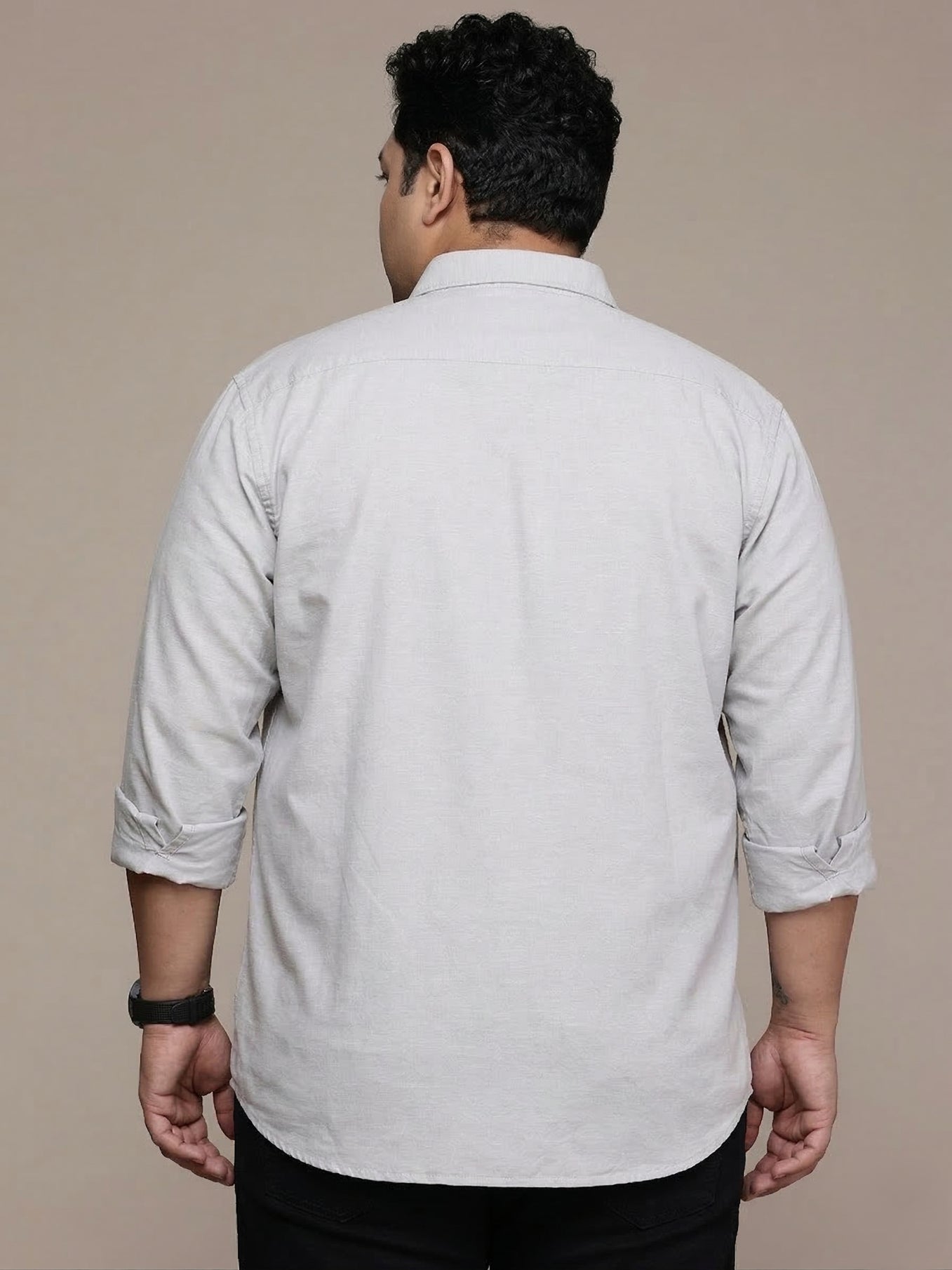 Light Grey Full Sleeve Cotton Linen Shirt