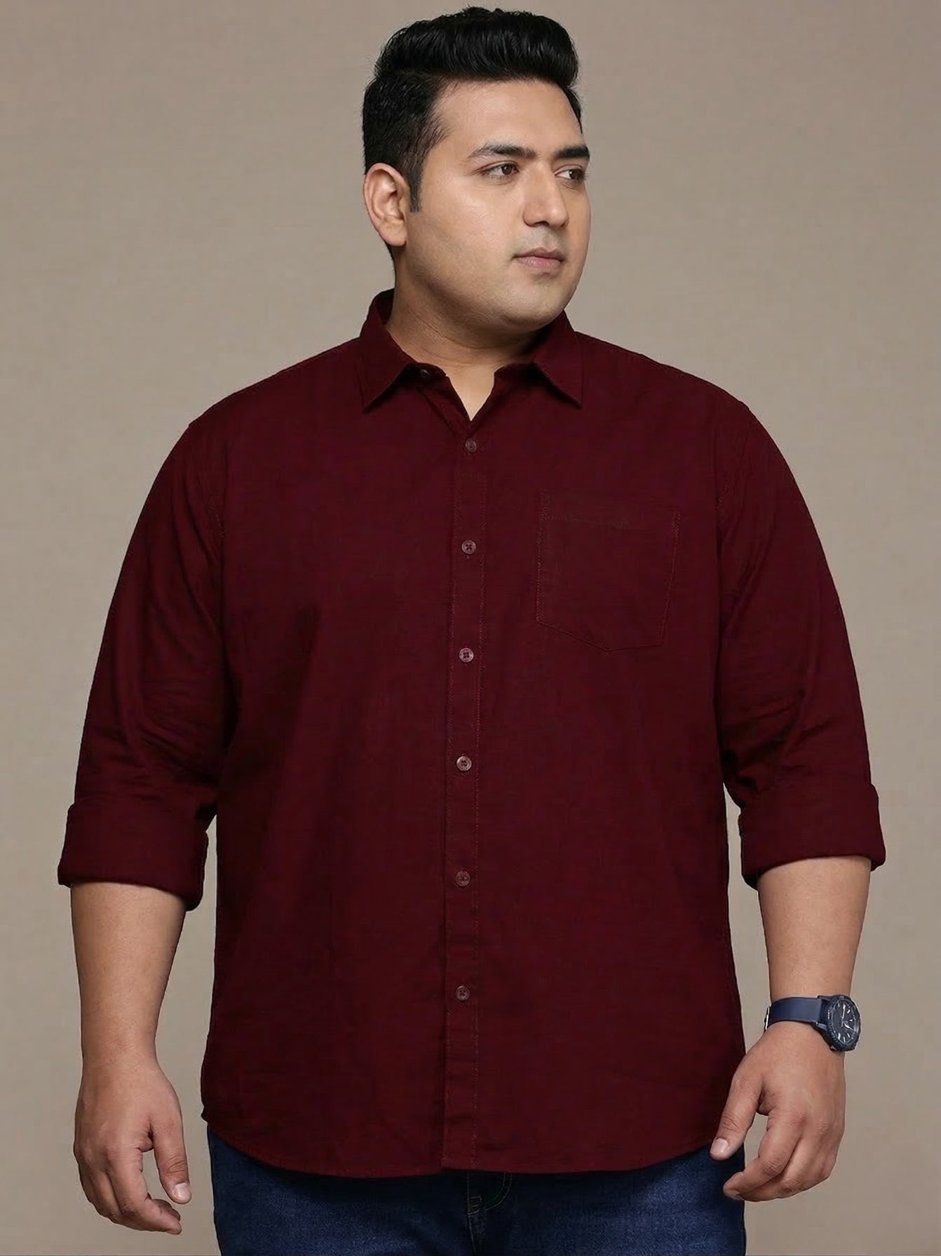 Maroon Full Sleeve Cotton Linen Shirt