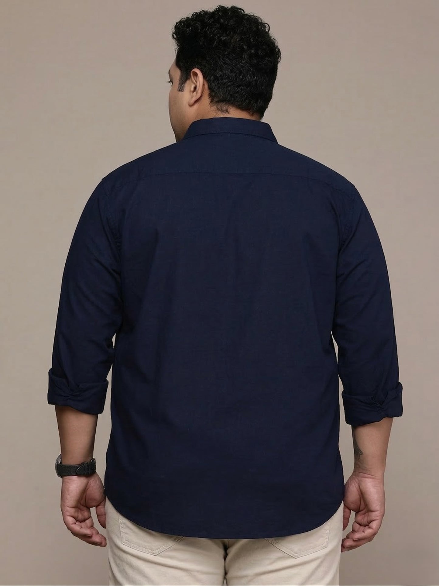 Navy Full Sleeve Cotton Linen Shirt