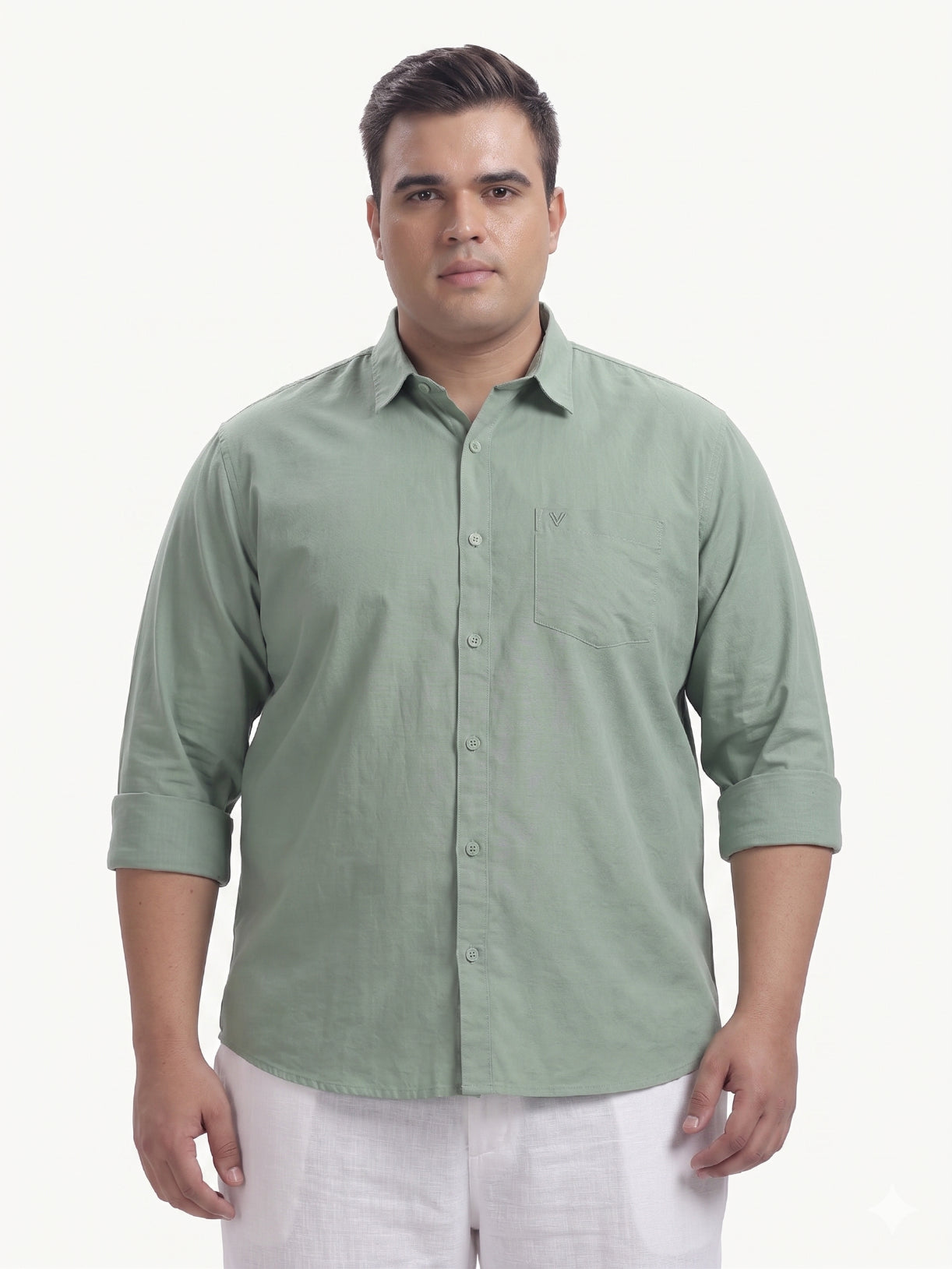 Olive Full Sleeve Cotton Linen Shirt