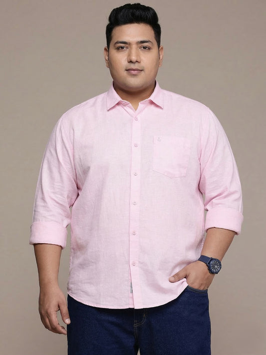 Pink Full Sleeve Cotton Linen Shirt