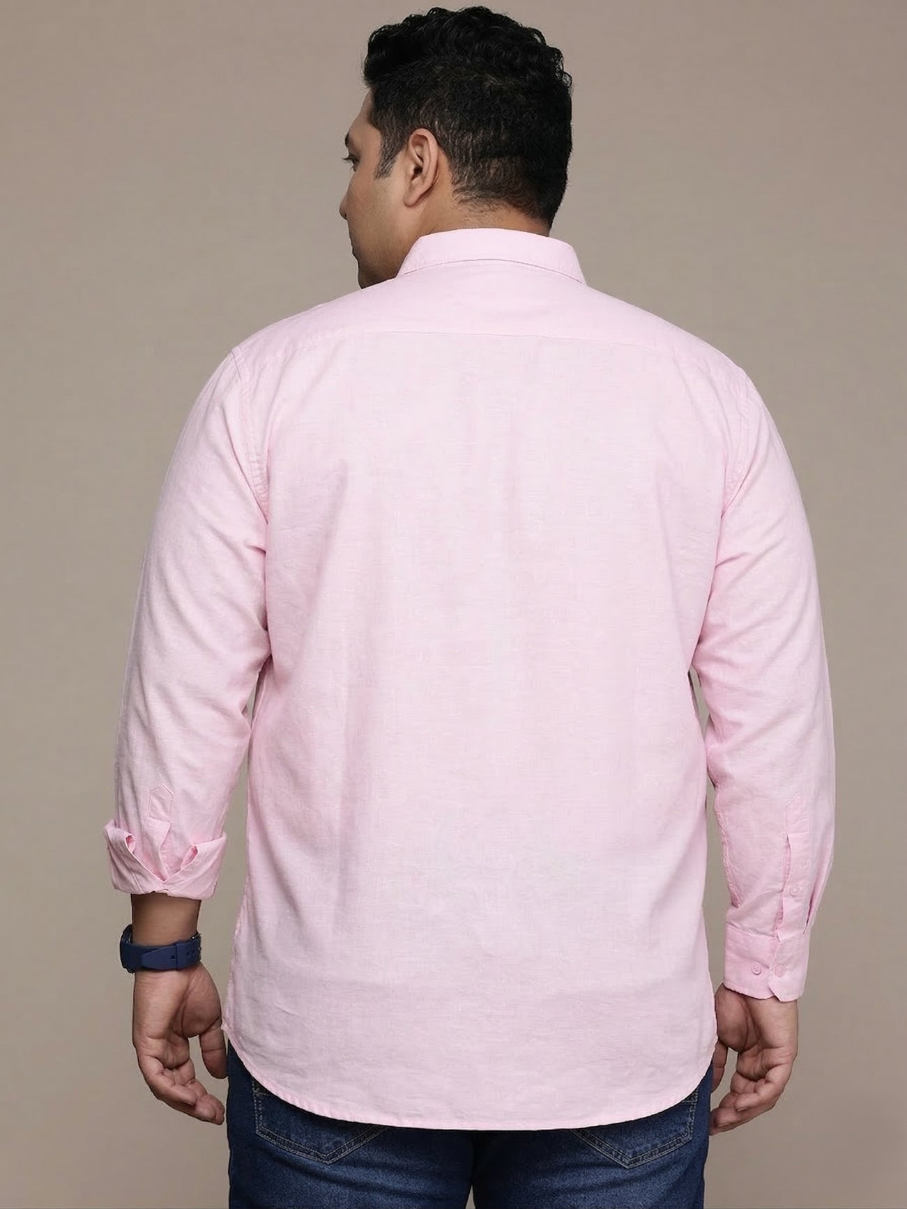 Pink Full Sleeve Cotton Linen Shirt