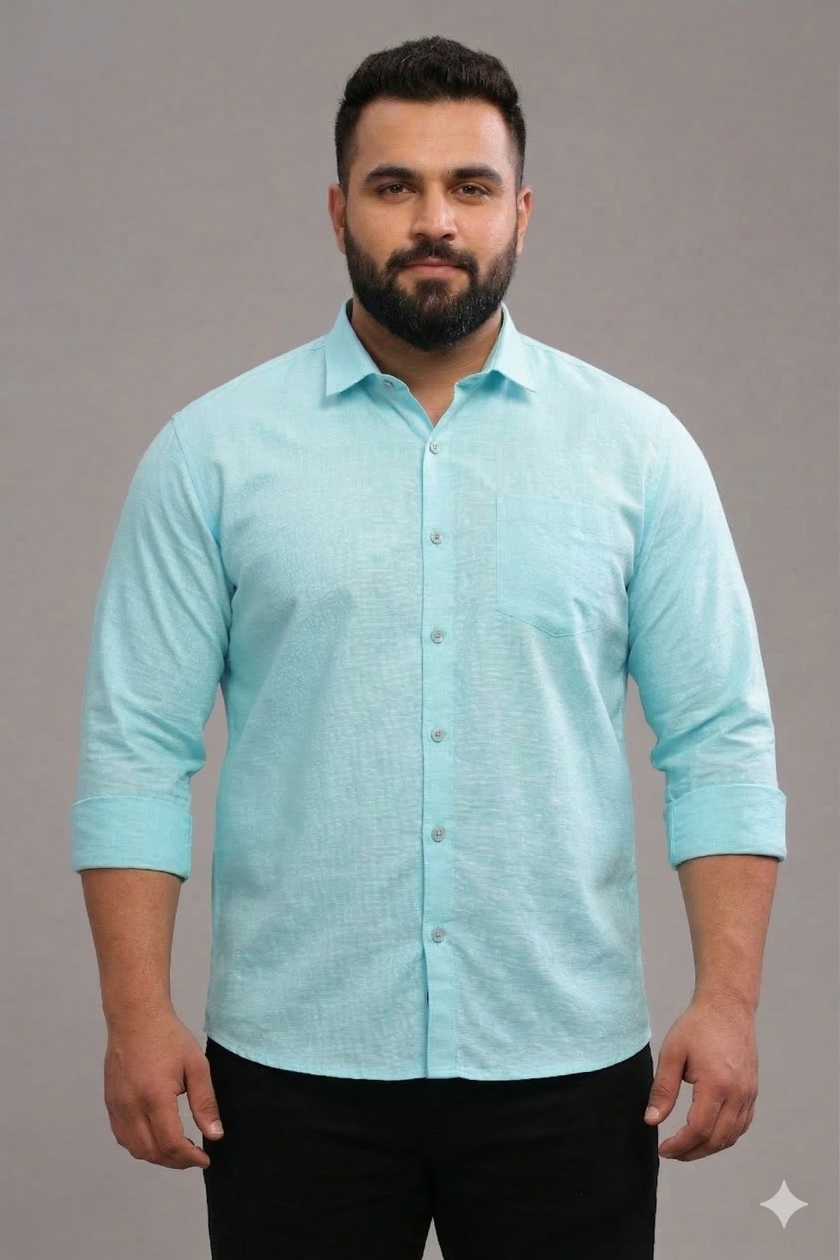 Sea Green Full Sleeve Cotton Linen Shirt