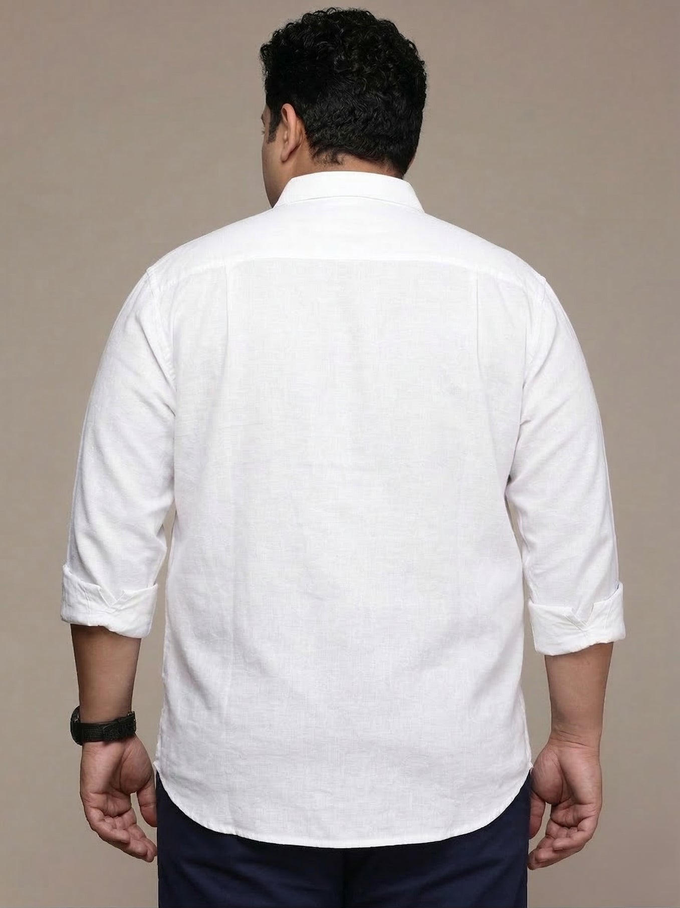 White Full Sleeve Cotton Linen Shirt