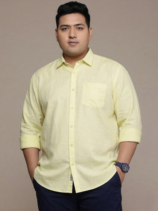 Yellow Full Sleeve Cotton Linen Shirt