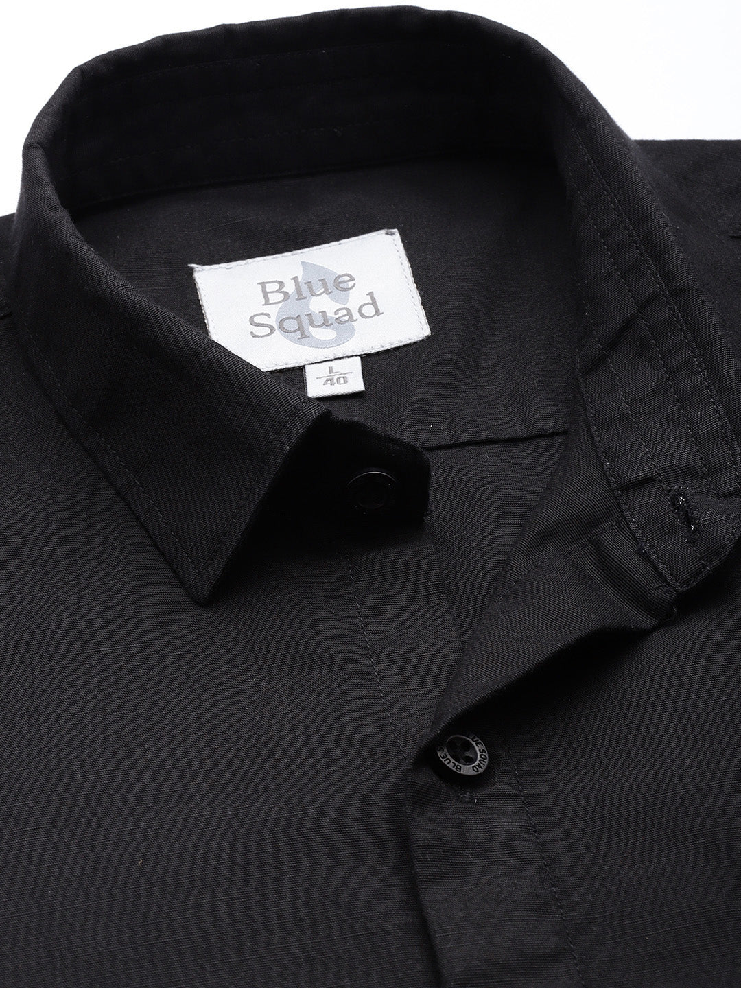 Black Half Sleeve Cotton Linen Shirt