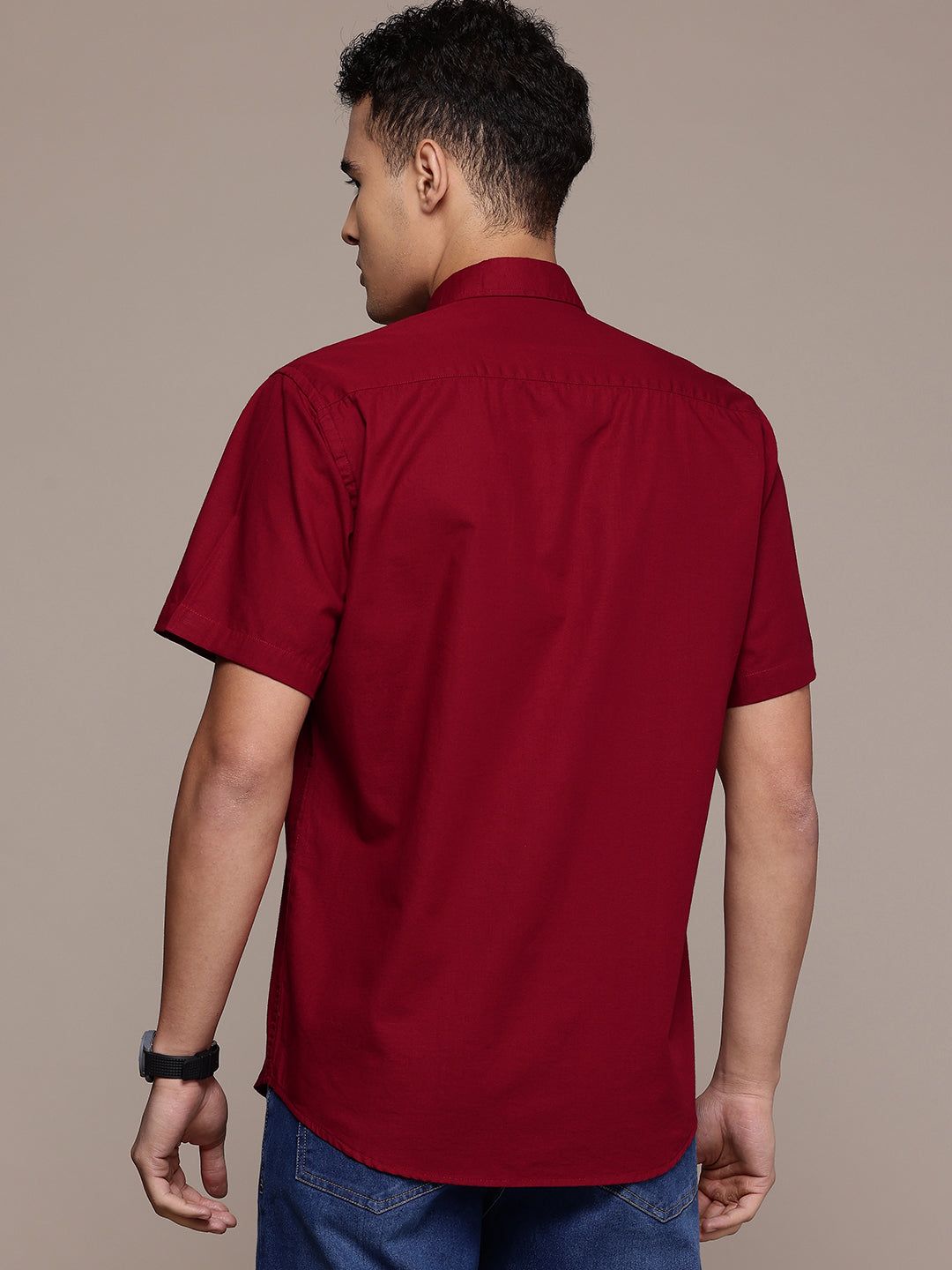 Carmine Half Sleeve Cotton Linen Shirt