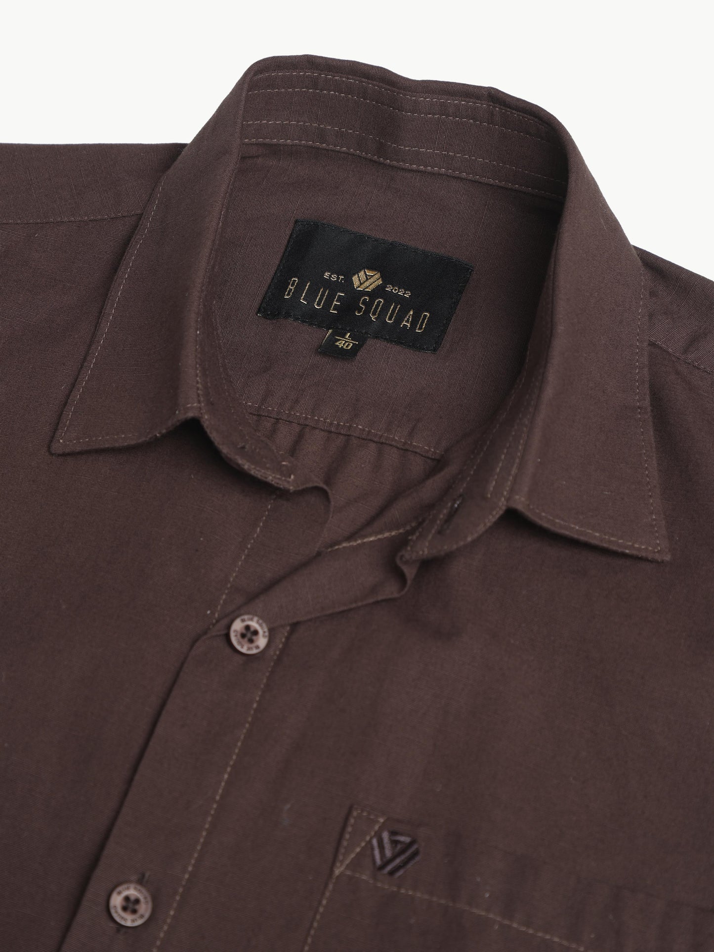 Coffee Half Sleeve Cotton Linen Shirt