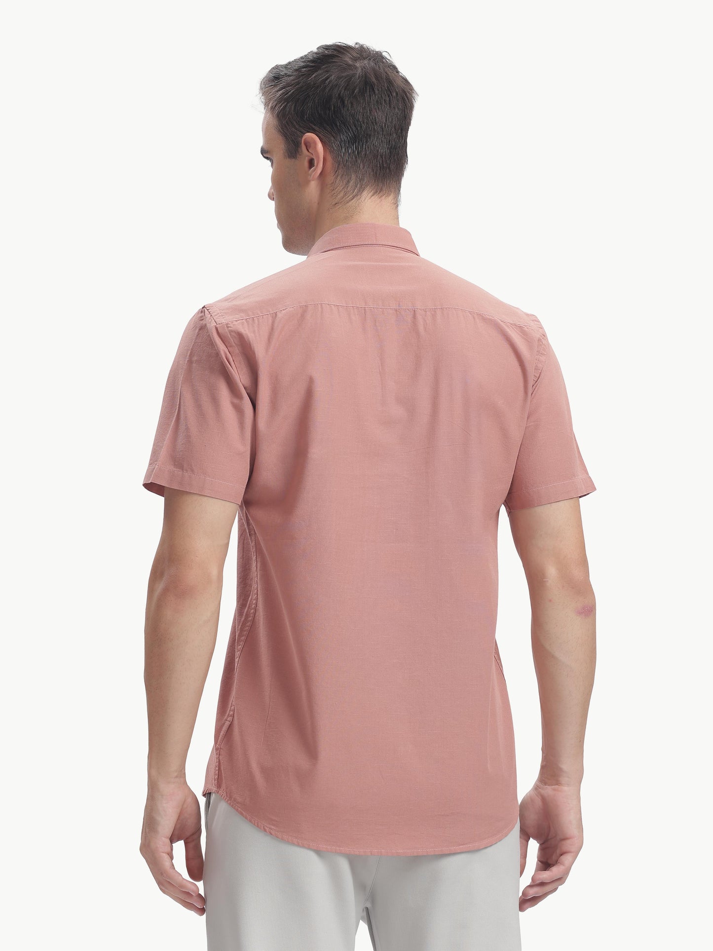 Dusty Pink Half Sleeve Cotton Linen Shirt