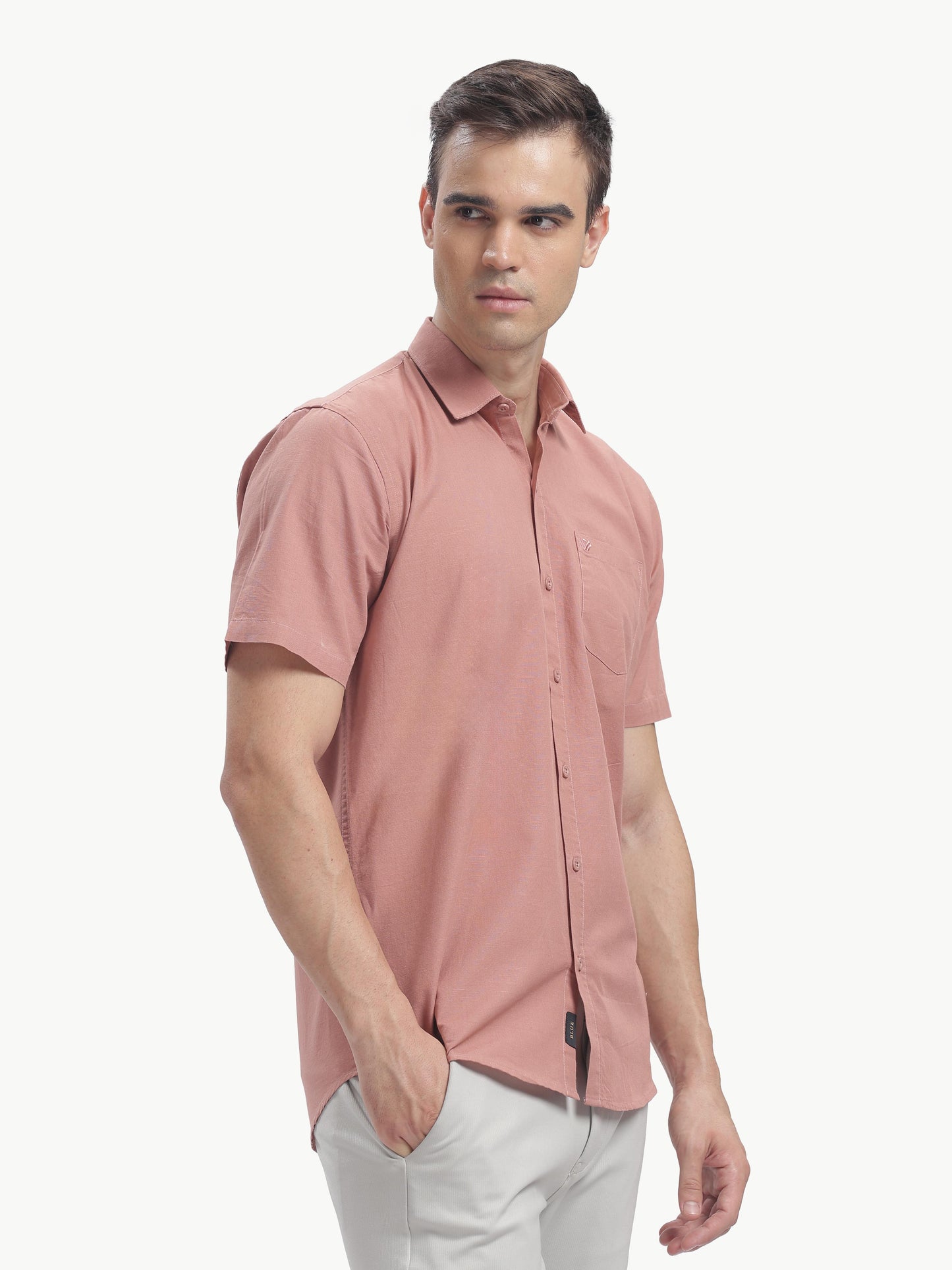 Dusty Pink Half Sleeve Cotton Linen Shirt