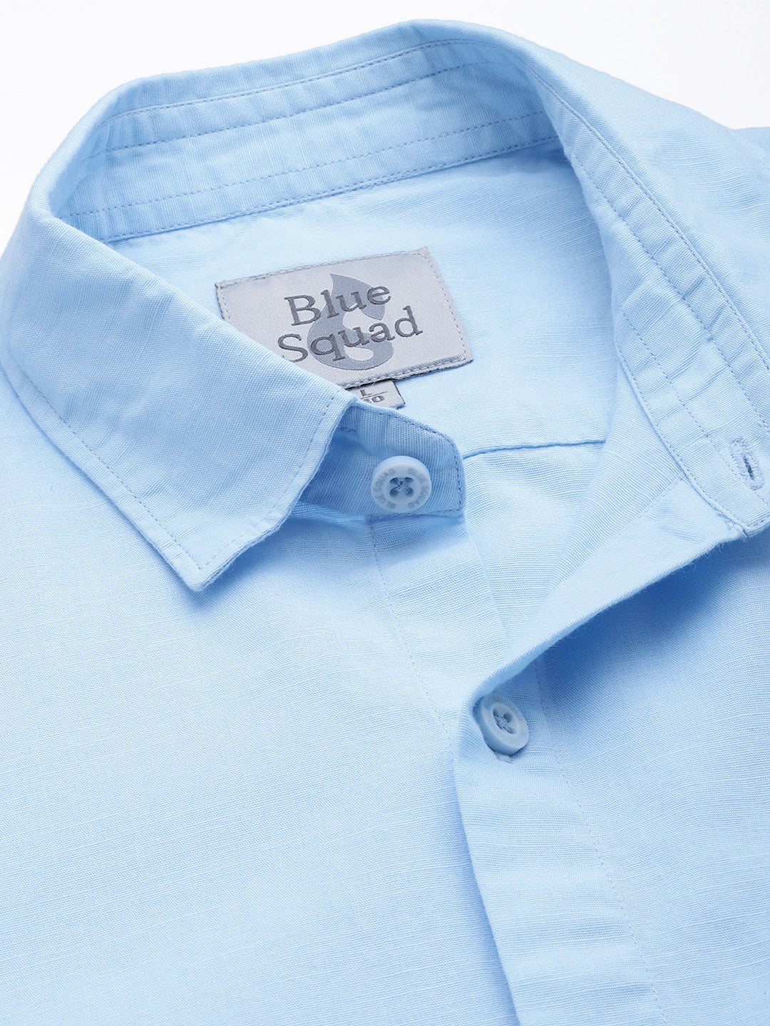 Light Blue Half Sleeve Cotton Linen Shirt