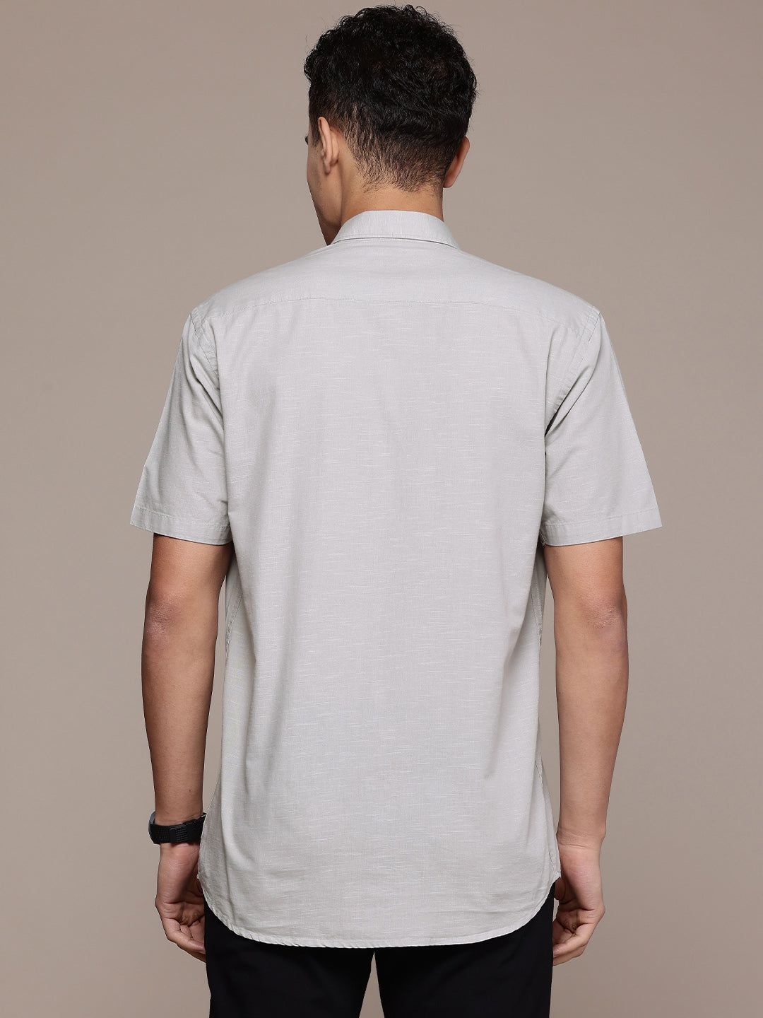 Light Grey Half Sleeve Cotton Linen Shirt