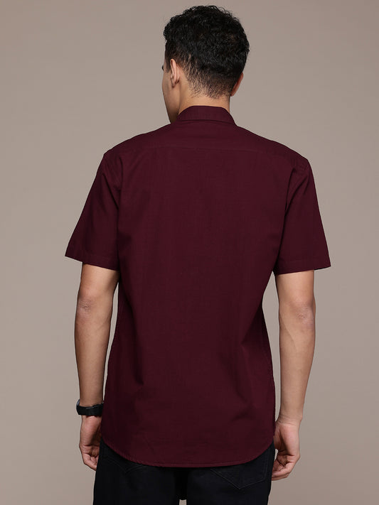 Maroon Half Sleeve Cotton Linen Shirt