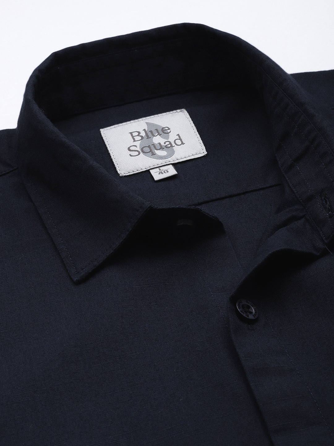 Navy Blue Half Sleeve Cotton Linen Shirt