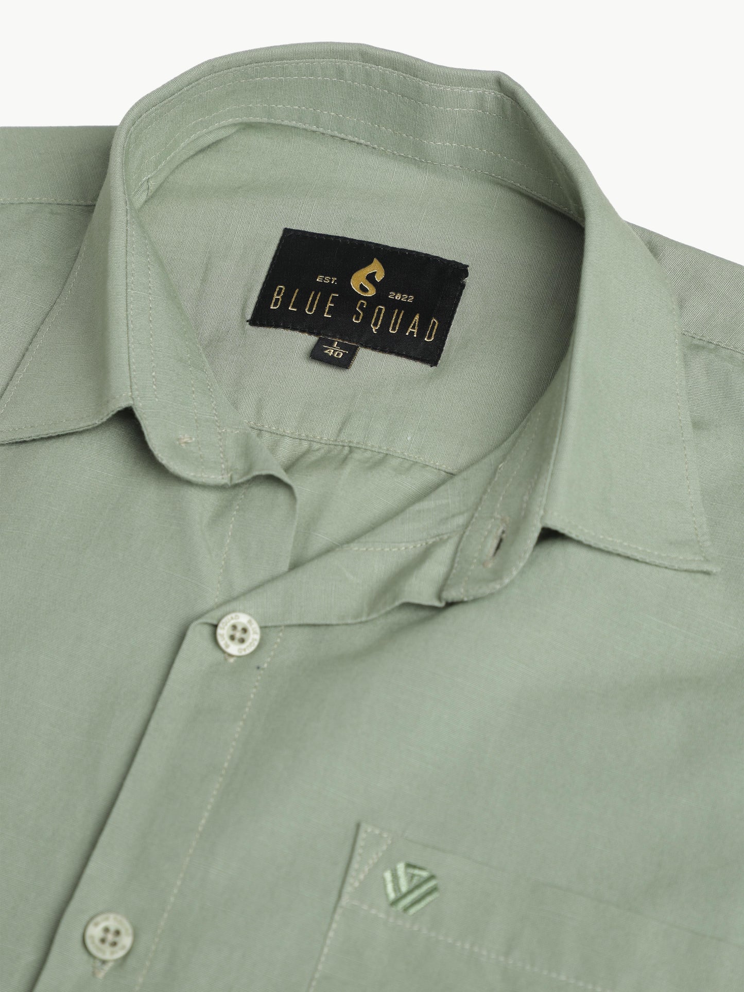 Olive Half Sleeve Cotton Linen Shirt