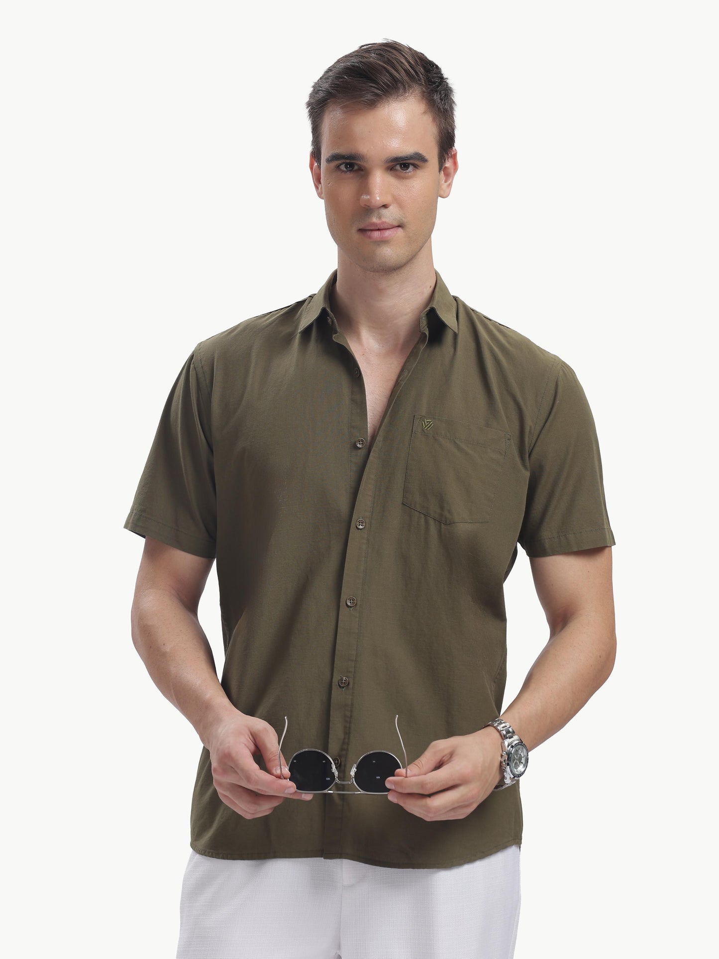 Oregano Half Sleeve Cotton Linen Shirt