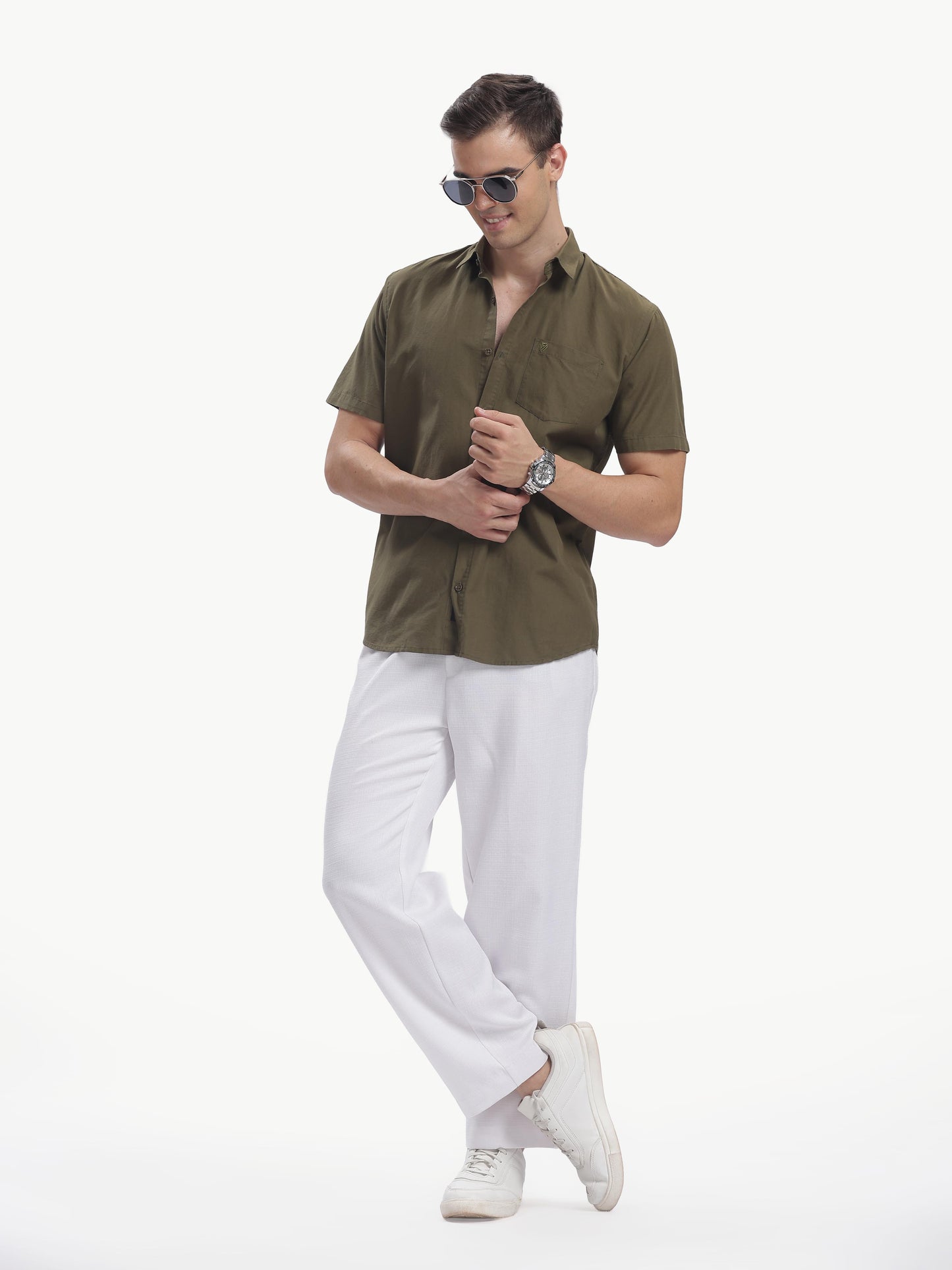 Oregano Half Sleeve Cotton Linen Shirt