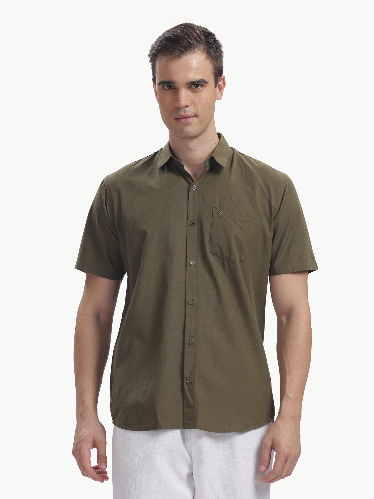 Oregano Half Sleeve Cotton Linen Shirt