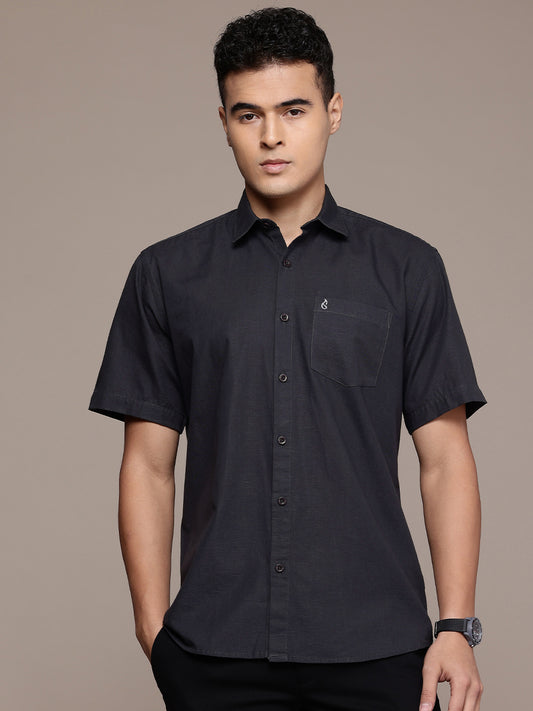 Slate Grey Half Sleeve Cotton Linen Shirt