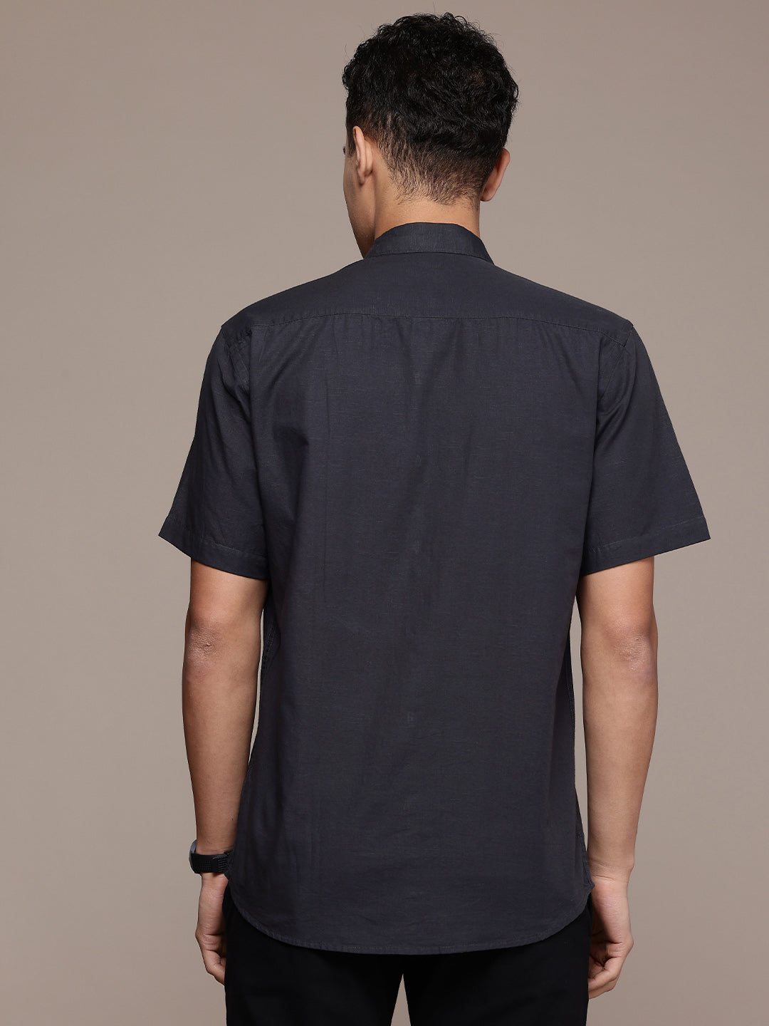 Slate Grey Half Sleeve Cotton Linen Shirt