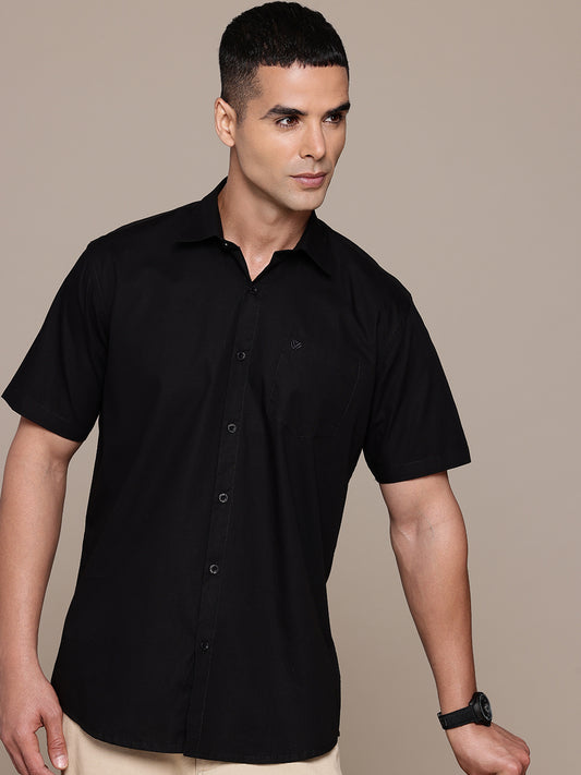Black Half Sleeve Pure Cotton Shirt