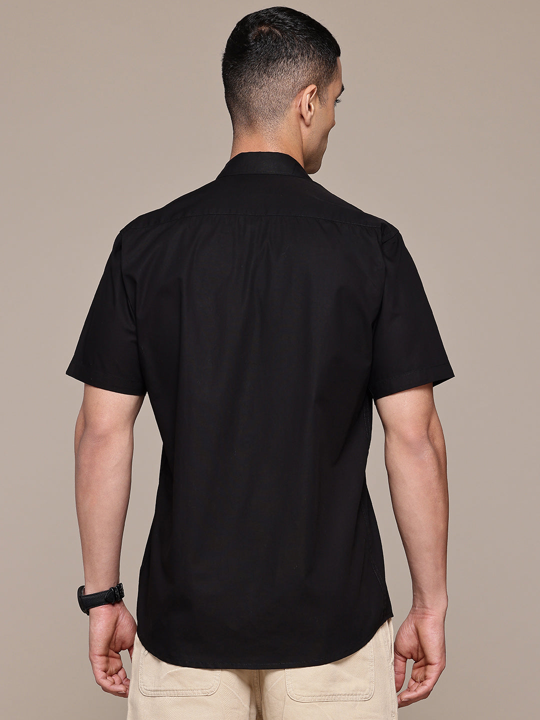 Black Half Sleeve Pure Cotton Shirt