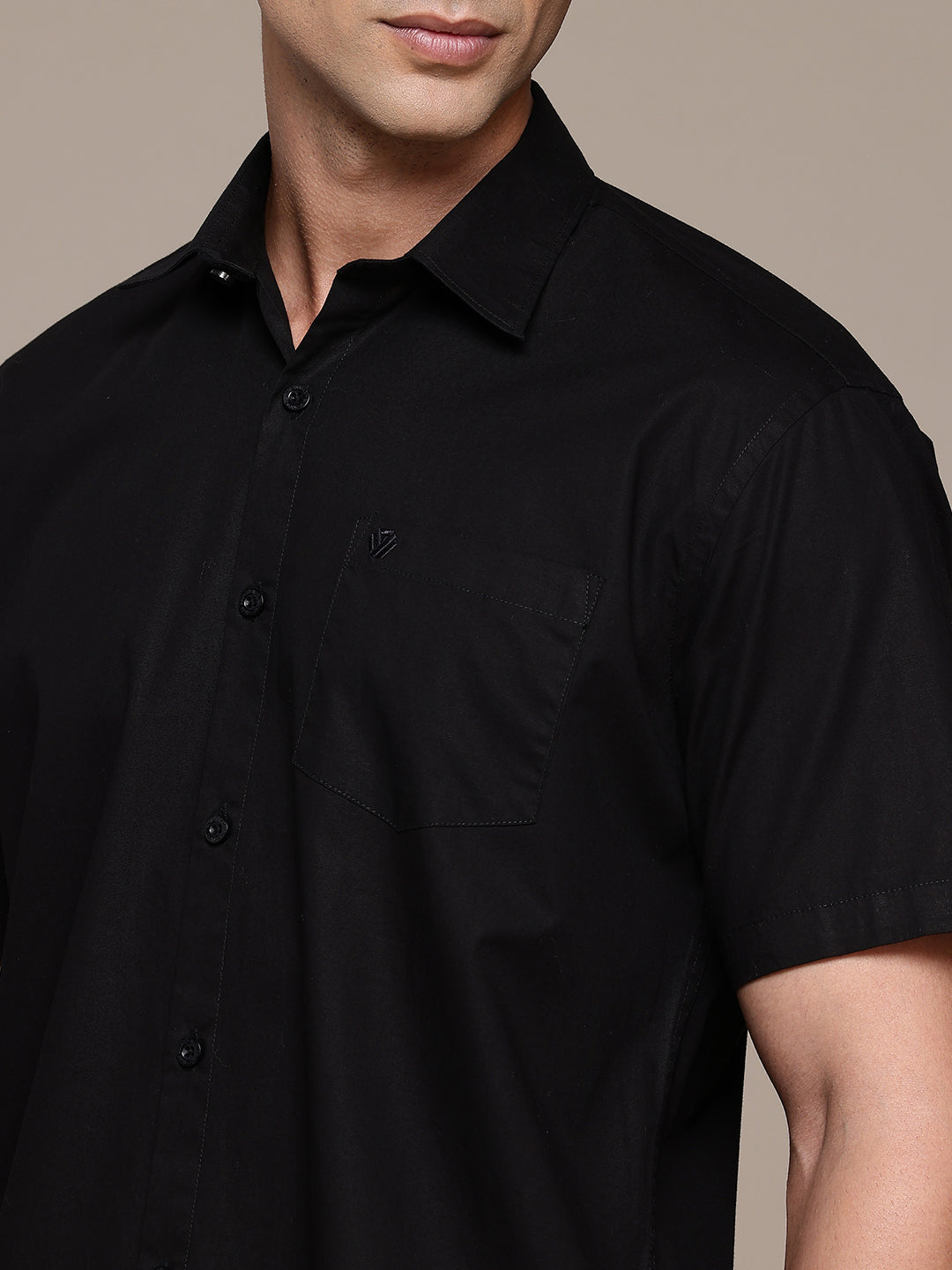 Black Half Sleeve Pure Cotton Shirt
