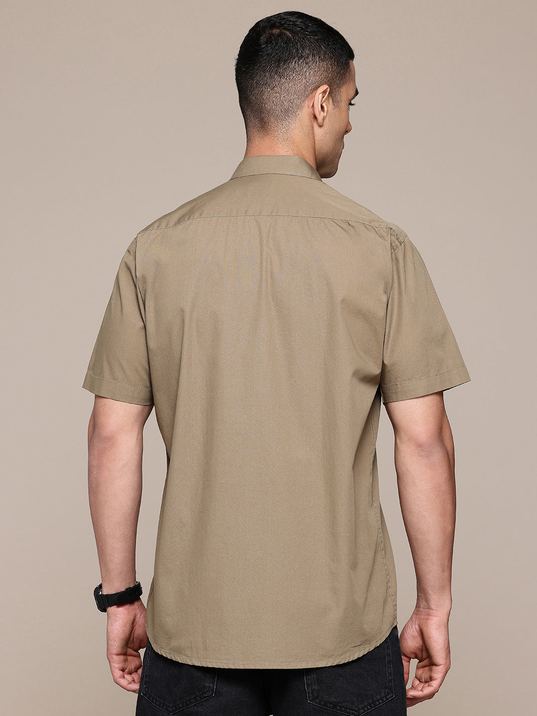 Brown Half Sleeve Pure Cotton Shirt