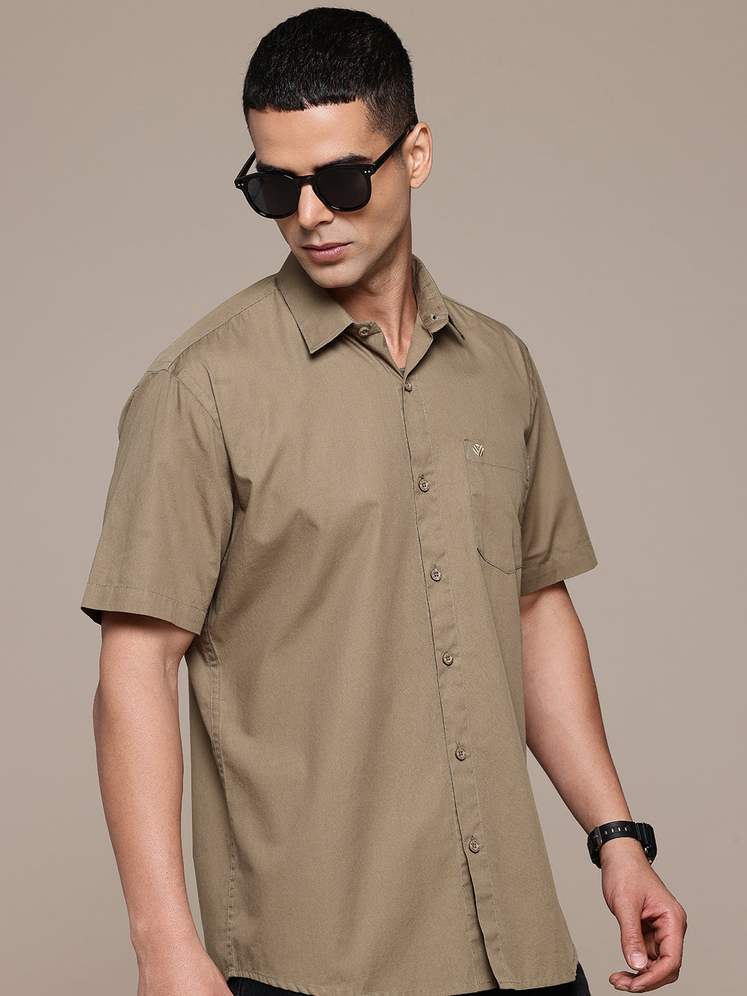 Brown Half Sleeve Pure Cotton Shirt