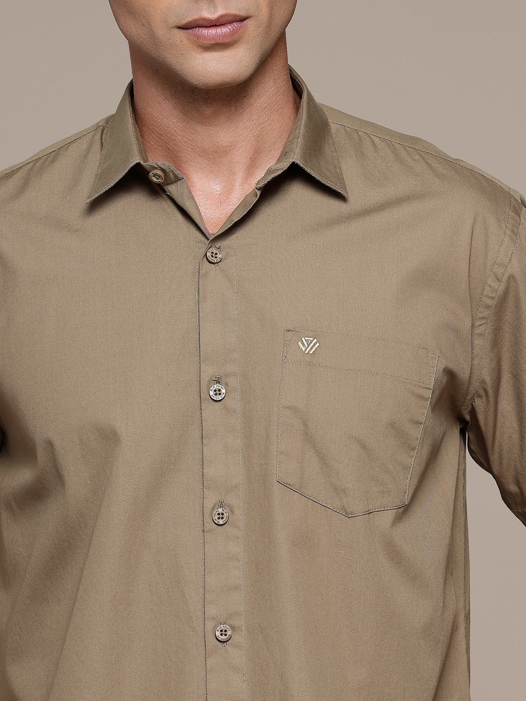 Brown Half Sleeve Pure Cotton Shirt