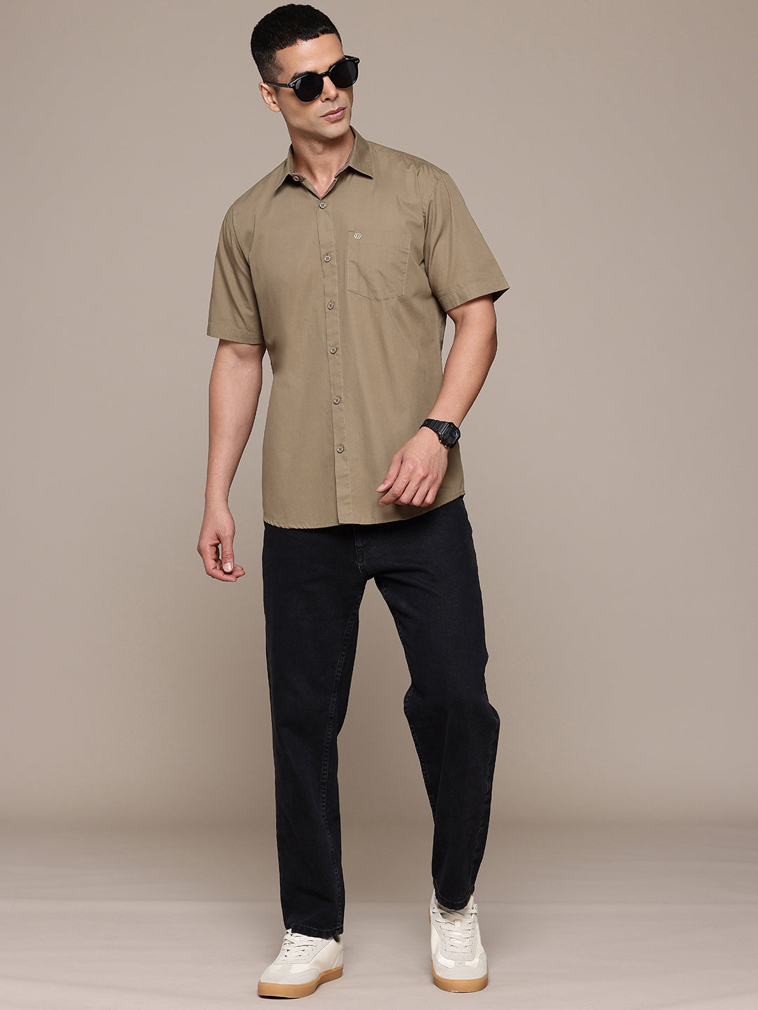 Brown Half Sleeve Pure Cotton Shirt