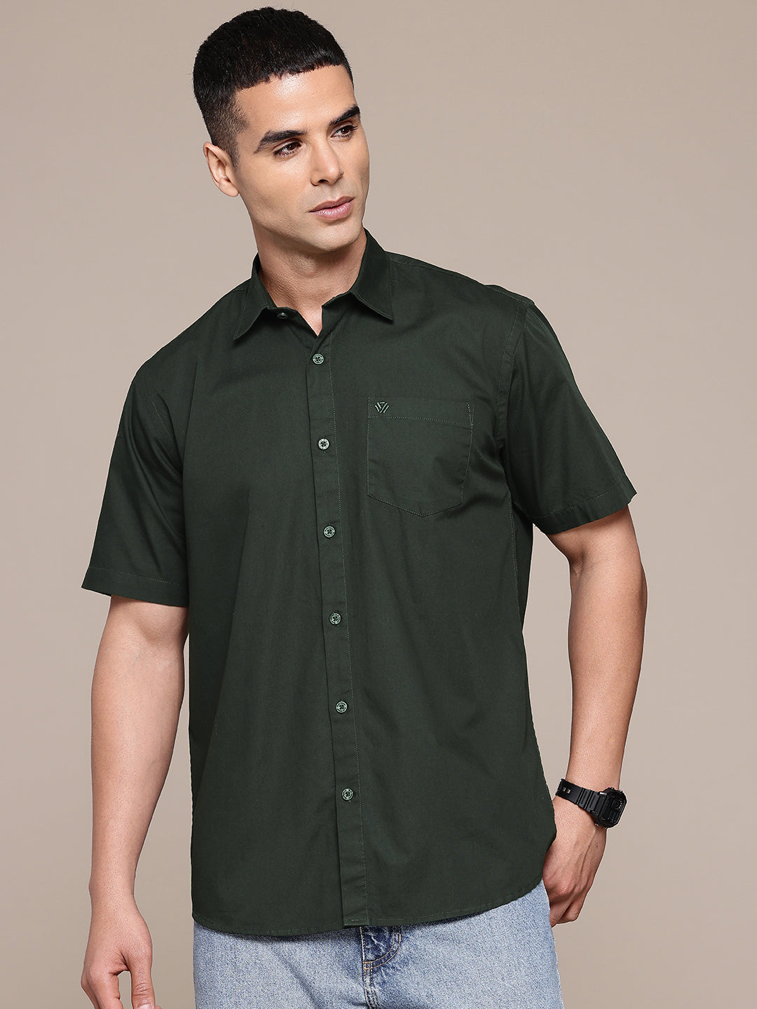Emerald Half Sleeve Pure Cotton Shirt