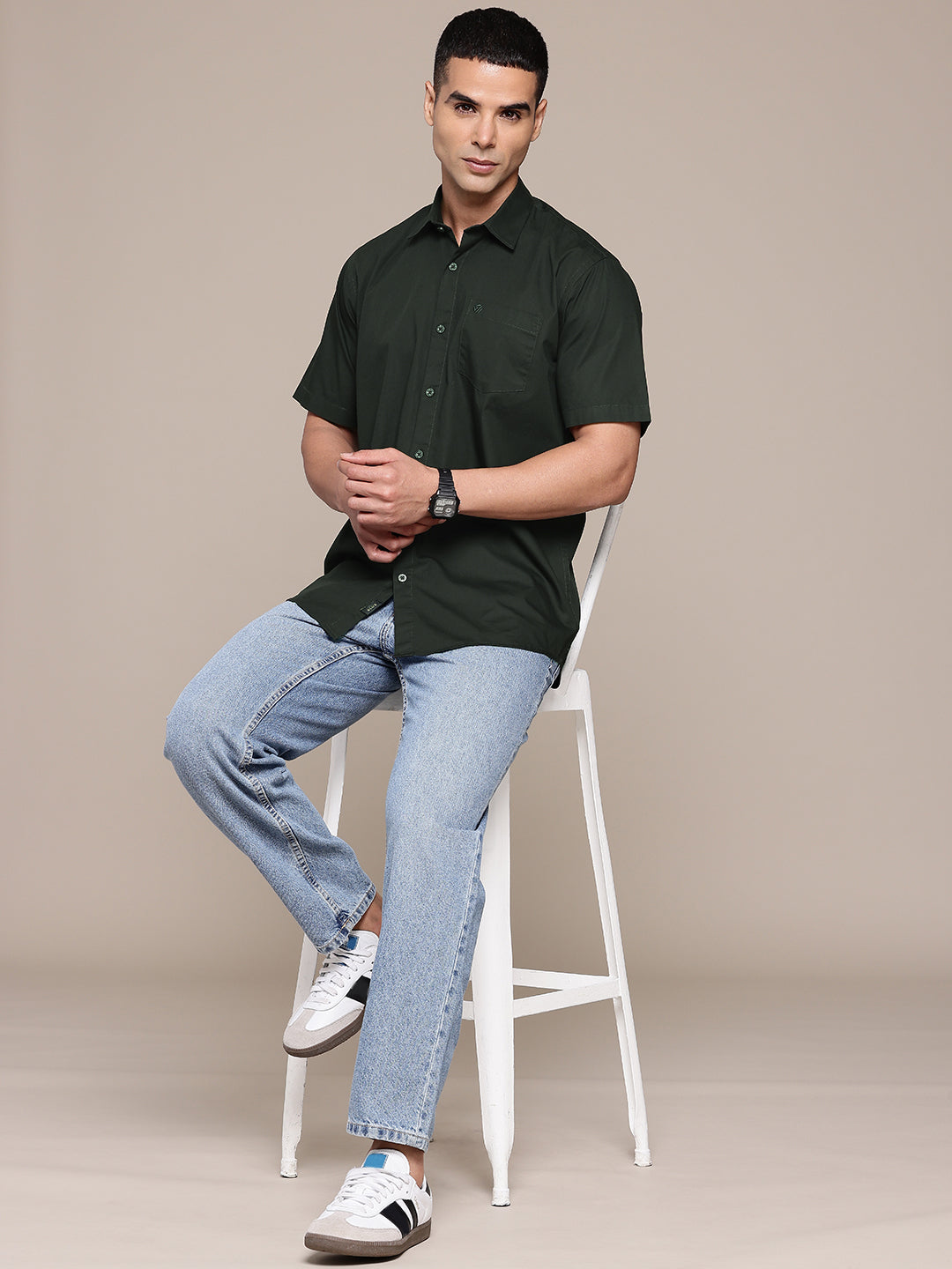 Emerald Half Sleeve Pure Cotton Shirt