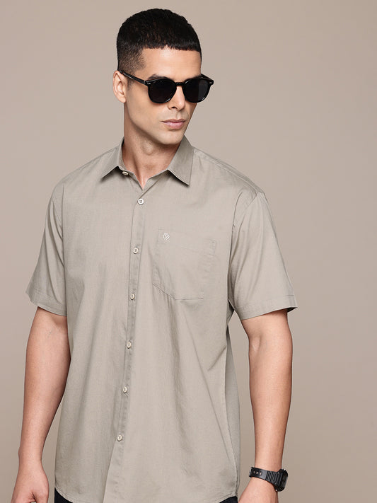 Grey Half Sleeve Pure Cotton Shirt