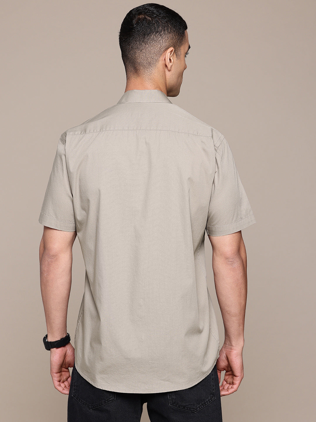 Grey Half Sleeve Pure Cotton Shirt