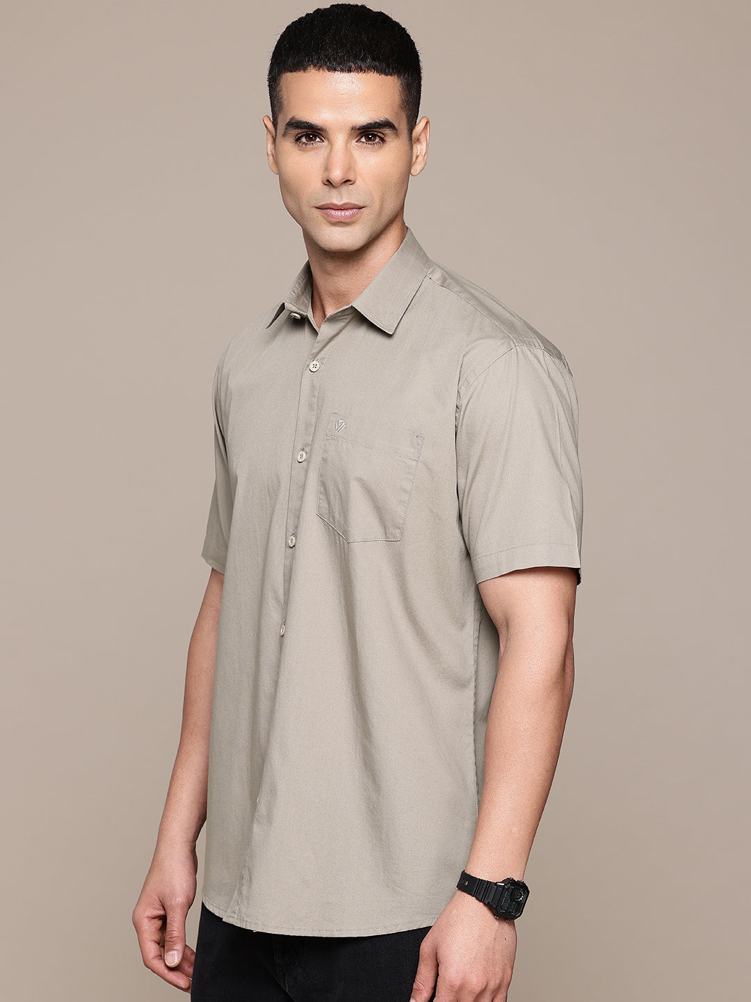 Grey Half Sleeve Pure Cotton Shirt