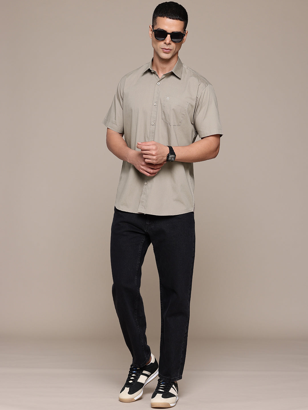 Grey Half Sleeve Pure Cotton Shirt