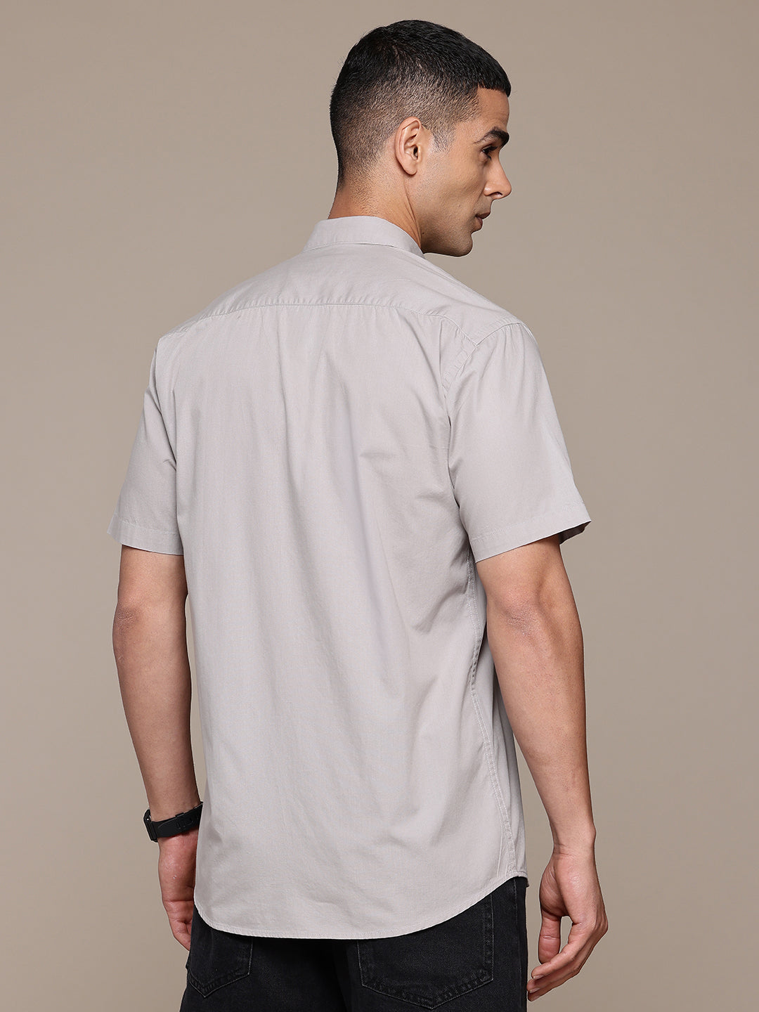 Light Grey Half Sleeve Pure Cotton Shirt