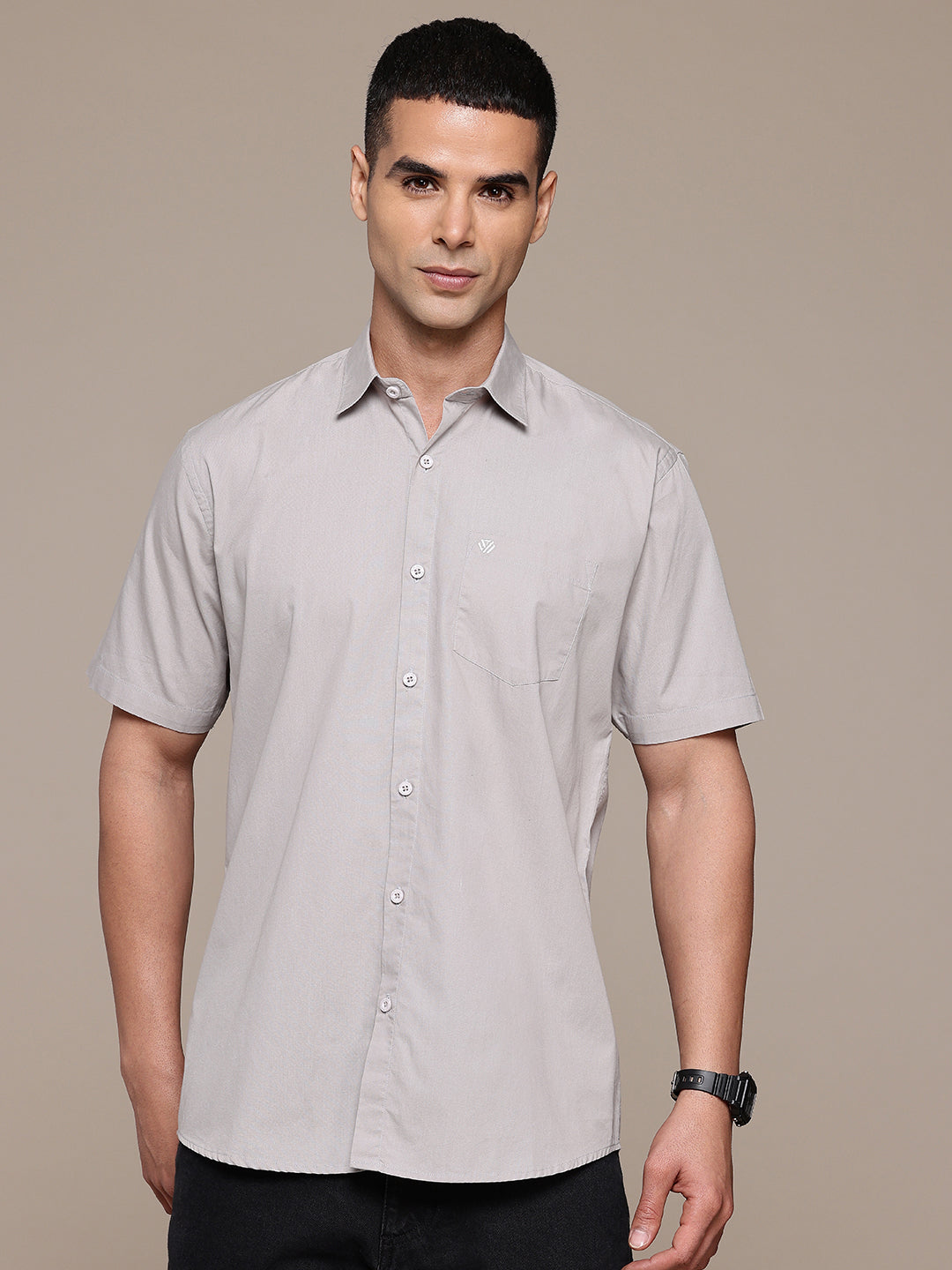 Light Grey Half Sleeve Pure Cotton Shirt