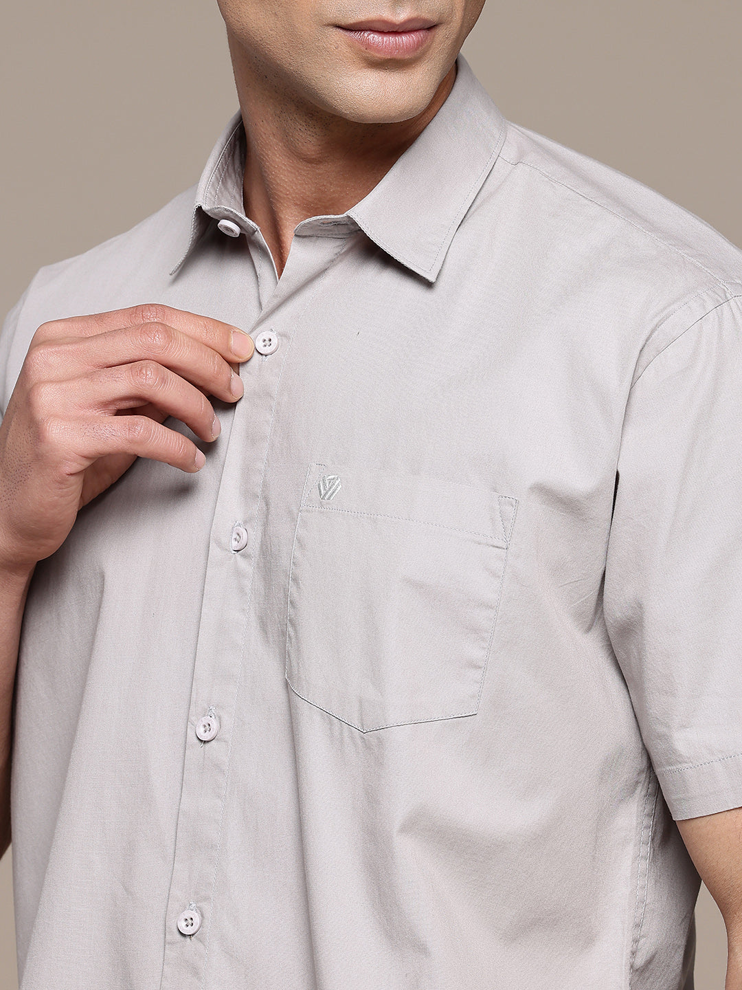 Light Grey Half Sleeve Pure Cotton Shirt