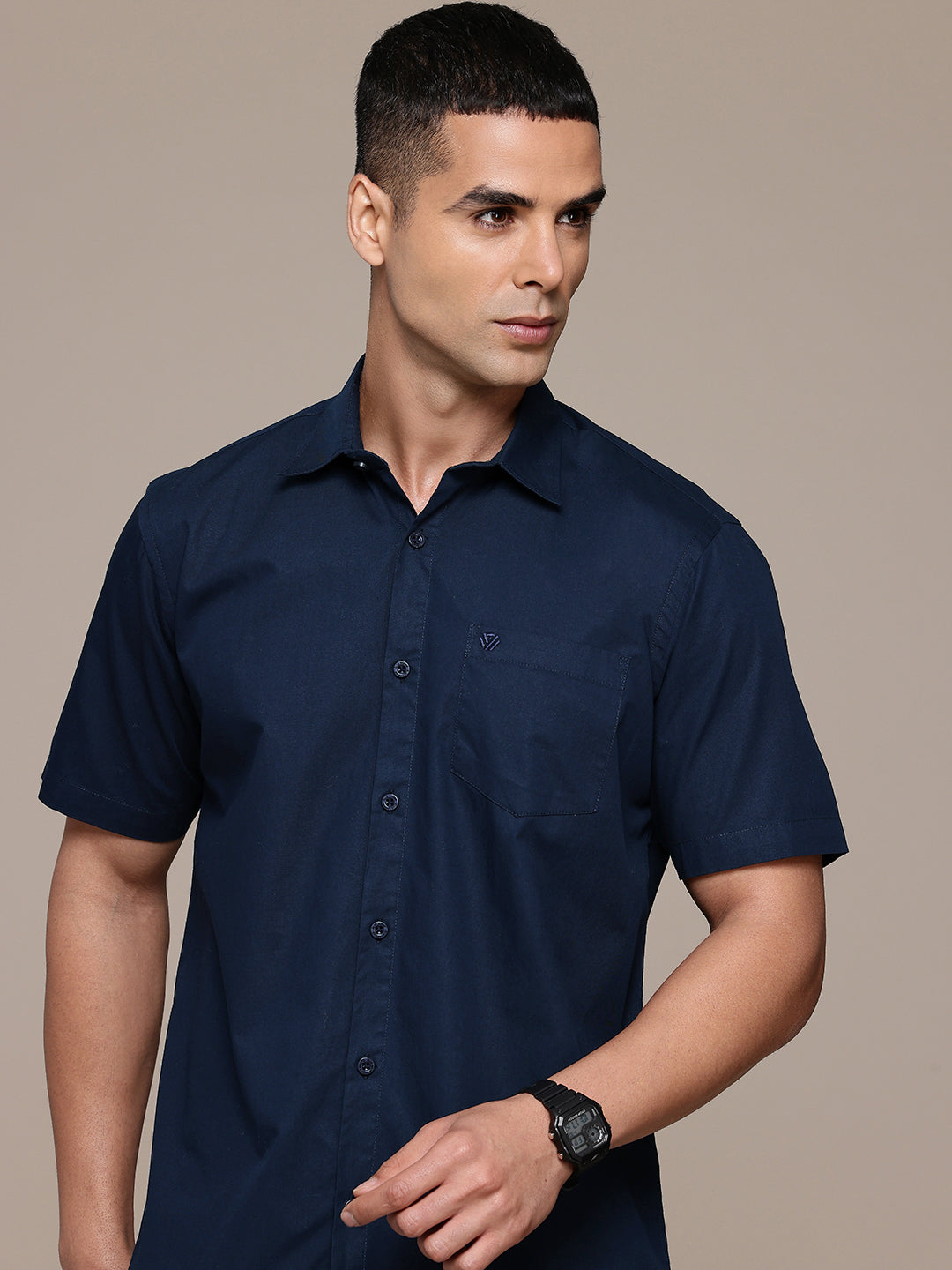 Navy Blue Half Sleeve Pure Cotton Shirt