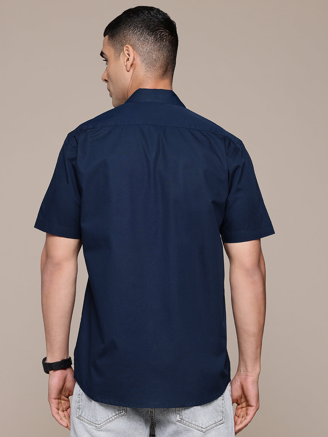 Navy Blue Half Sleeve Pure Cotton Shirt