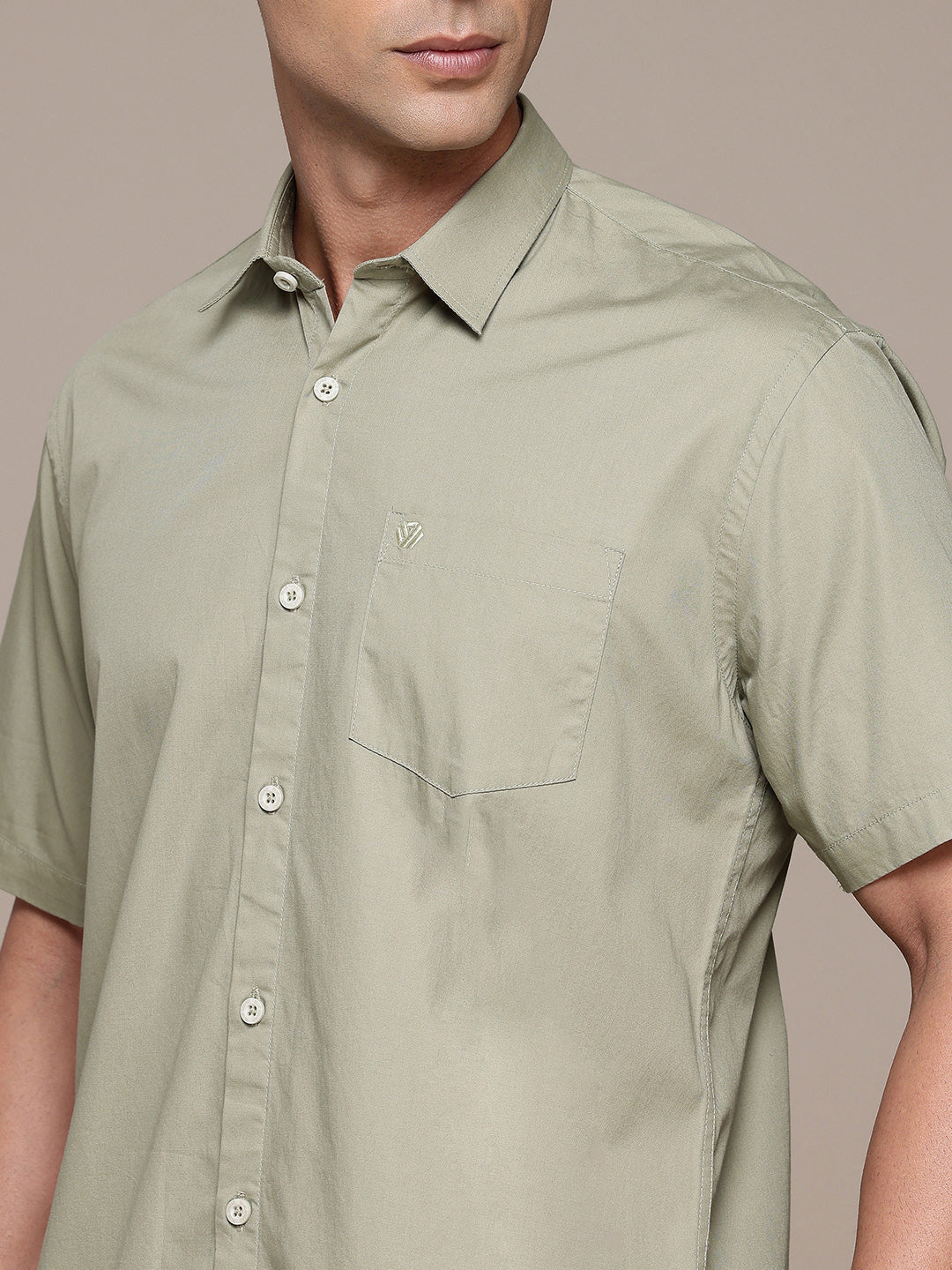 Olive Half Sleeve Pure Cotton Shirt