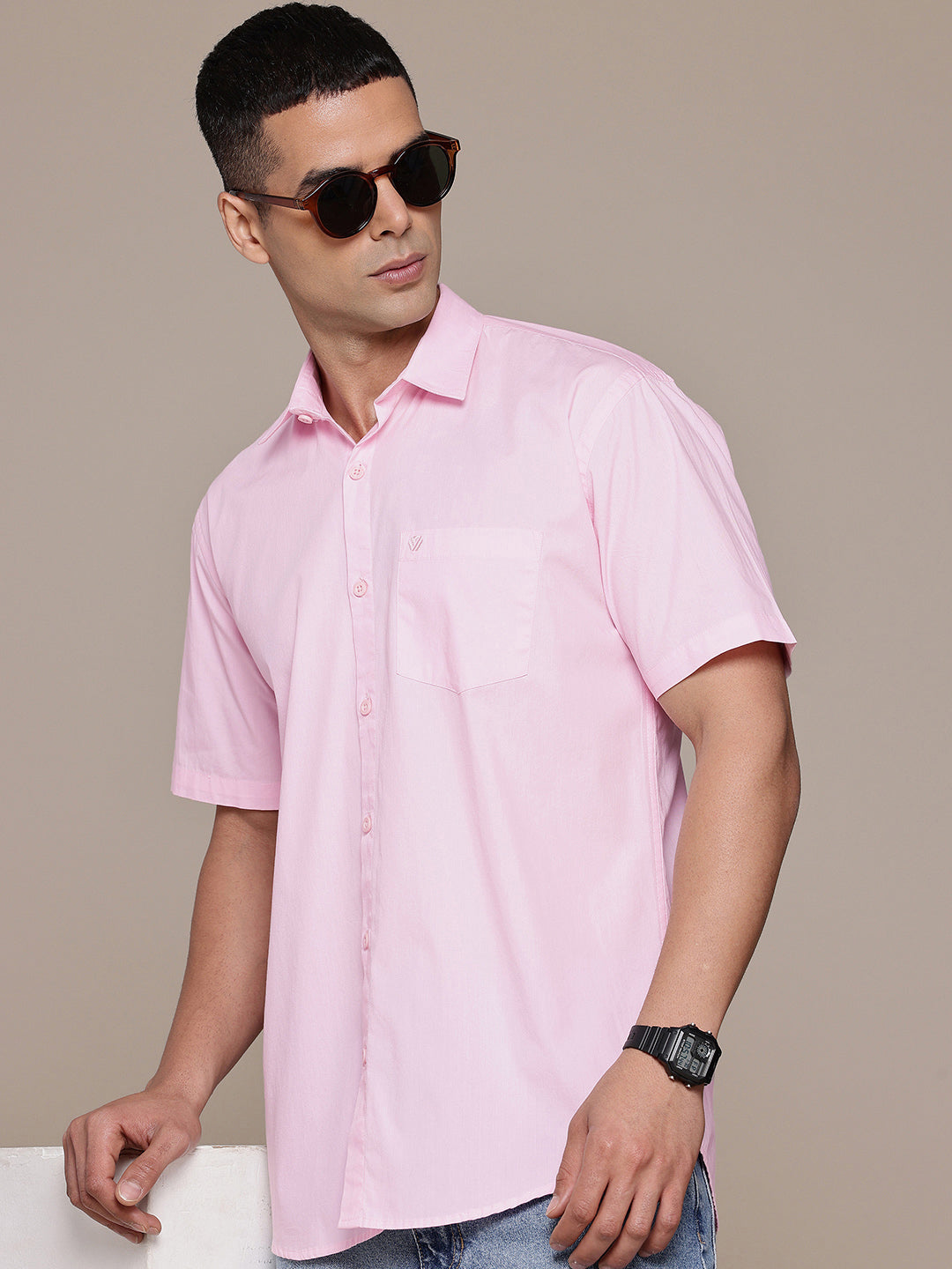 Pink Half Sleeve Pure Cotton Shirt