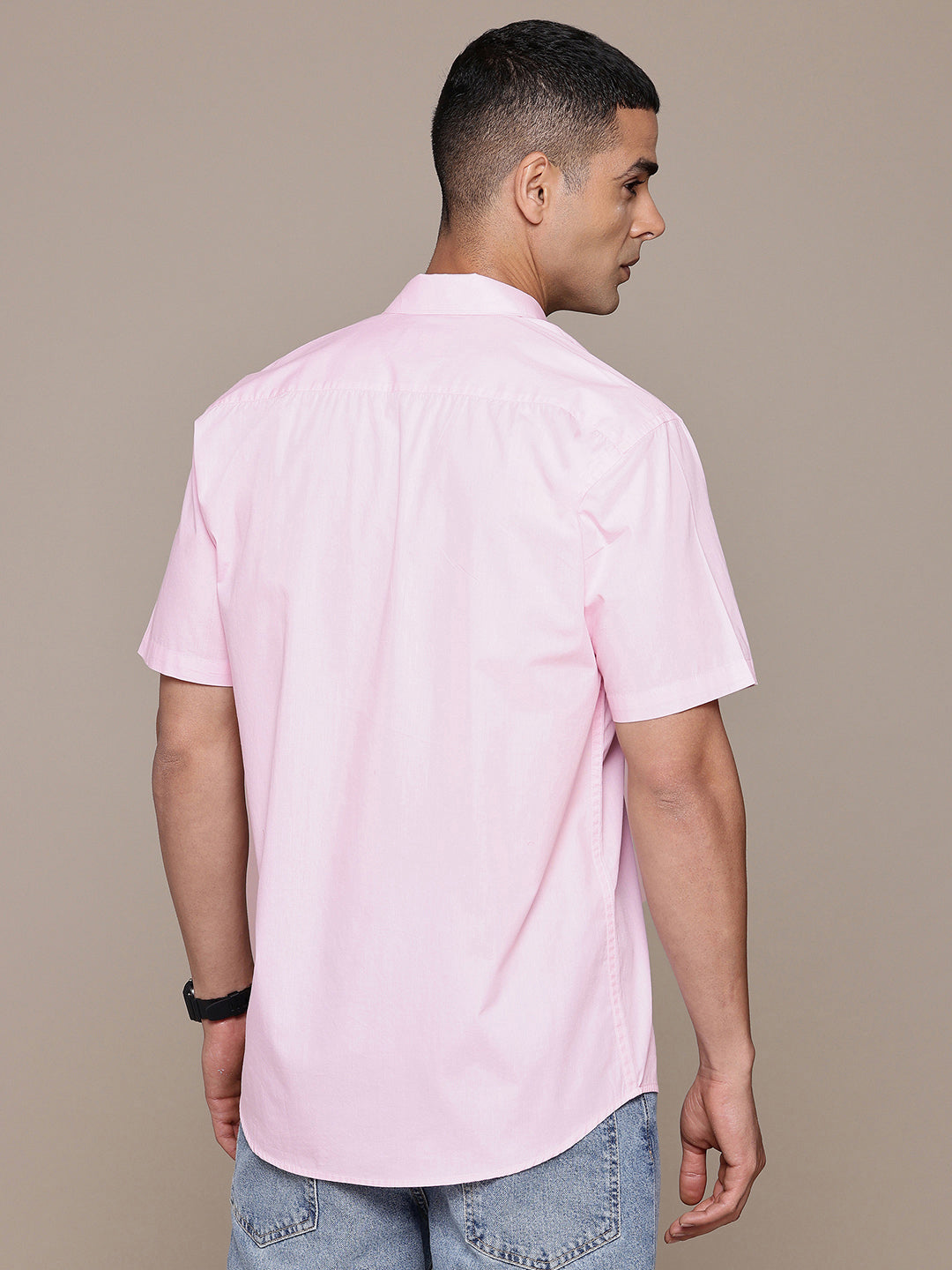 Pink Half Sleeve Pure Cotton Shirt